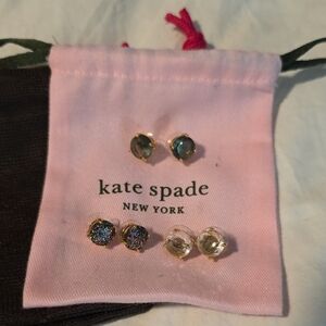 Kate Spade ♠️ Earrings.(3 Pair)Multicolor Glitter, Grey & Clear Gem.